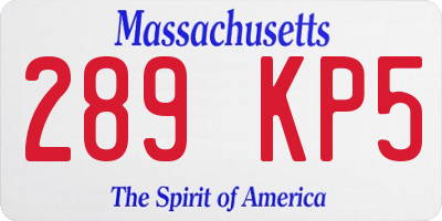 MA license plate 289KP5