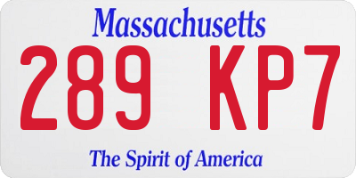 MA license plate 289KP7