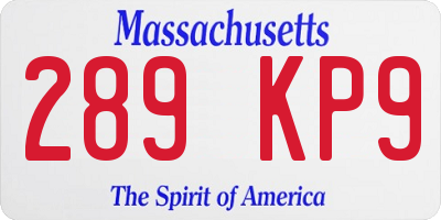 MA license plate 289KP9