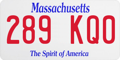 MA license plate 289KQ0