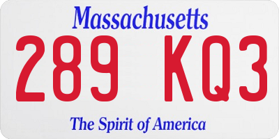 MA license plate 289KQ3