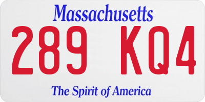 MA license plate 289KQ4