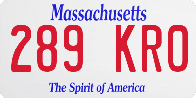 MA license plate 289KR0