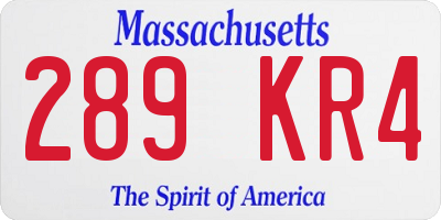 MA license plate 289KR4