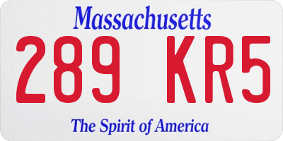 MA license plate 289KR5