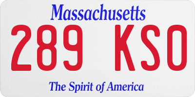 MA license plate 289KS0