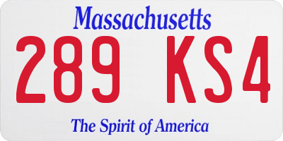 MA license plate 289KS4