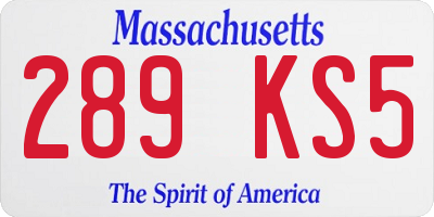 MA license plate 289KS5