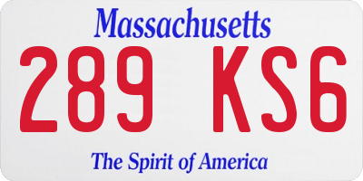 MA license plate 289KS6