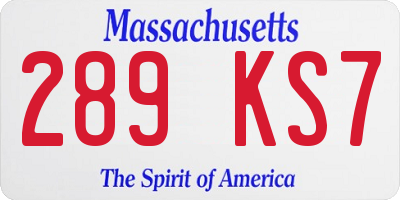 MA license plate 289KS7