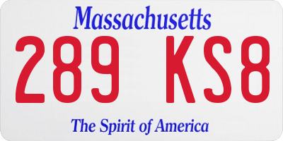 MA license plate 289KS8