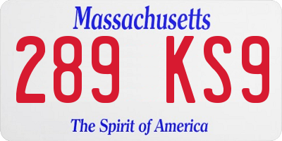 MA license plate 289KS9