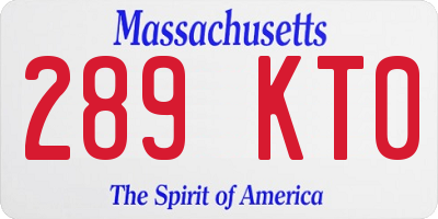 MA license plate 289KT0