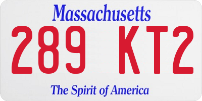 MA license plate 289KT2