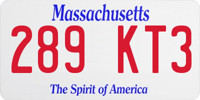 MA license plate 289KT3