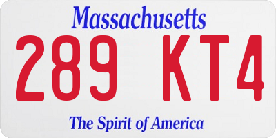 MA license plate 289KT4