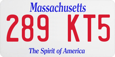 MA license plate 289KT5