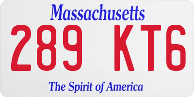 MA license plate 289KT6