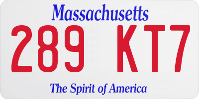 MA license plate 289KT7