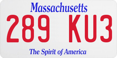 MA license plate 289KU3