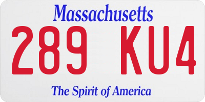 MA license plate 289KU4