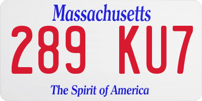 MA license plate 289KU7
