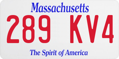 MA license plate 289KV4