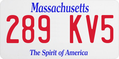 MA license plate 289KV5