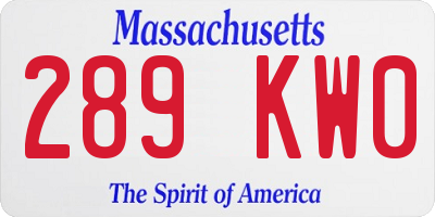 MA license plate 289KW0