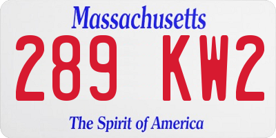 MA license plate 289KW2
