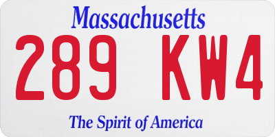 MA license plate 289KW4