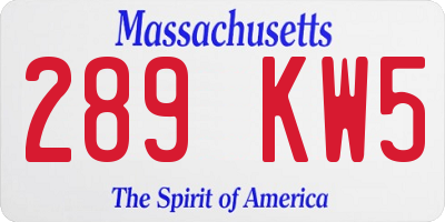 MA license plate 289KW5