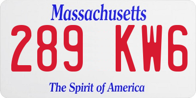 MA license plate 289KW6