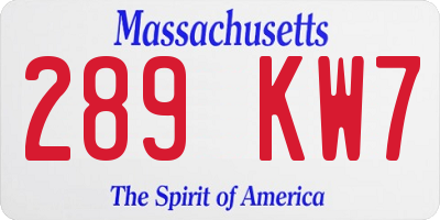 MA license plate 289KW7