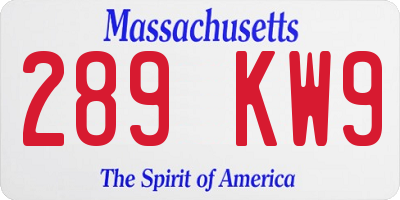 MA license plate 289KW9