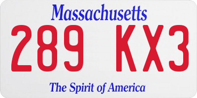 MA license plate 289KX3