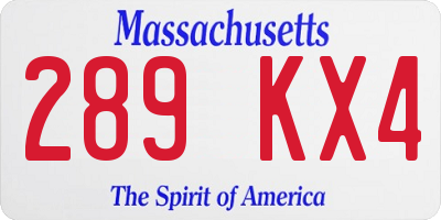 MA license plate 289KX4