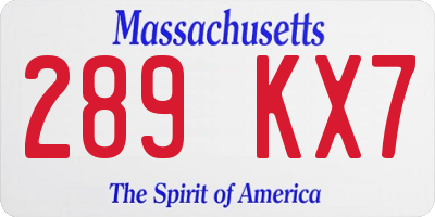 MA license plate 289KX7