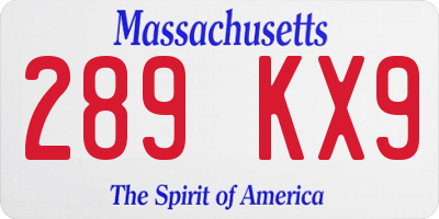 MA license plate 289KX9