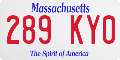 MA license plate 289KY0