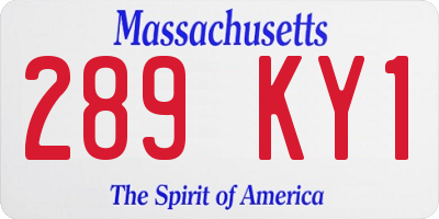 MA license plate 289KY1