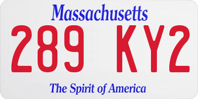 MA license plate 289KY2