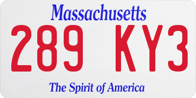 MA license plate 289KY3