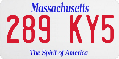 MA license plate 289KY5