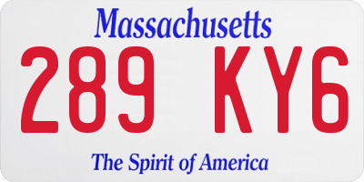 MA license plate 289KY6