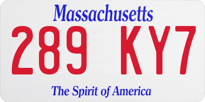 MA license plate 289KY7