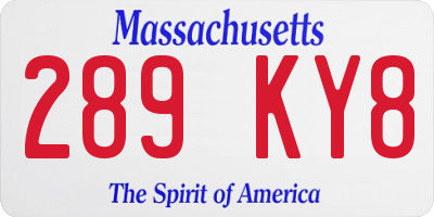 MA license plate 289KY8