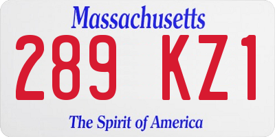 MA license plate 289KZ1