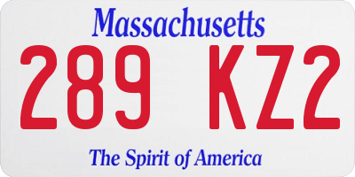 MA license plate 289KZ2