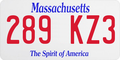 MA license plate 289KZ3